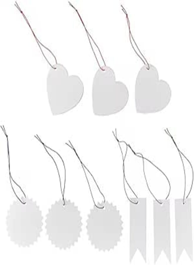 Digital Shoppy FÖNSTERFIKUS Label with String, Set of 9, White